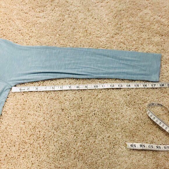 Robin Egg Blue Lace Hem Long Sleeve Rayon Top - Picture 14 of 15